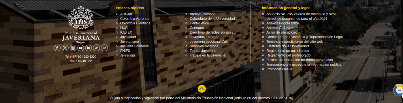 Footer institucional Javeriana